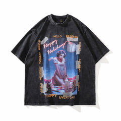 Men T Shirt Printed Short Sleeve T-shirt for Men and Women High Street Loose