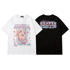 Men T Shirt Sweet Cool Bunny Printed Short Sleeve T-shirt Men and Women Couple Retro