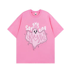 Men T Shirt Sweet Cool Foam Printed Couple Short Sleeve T-shirt Men's Casual