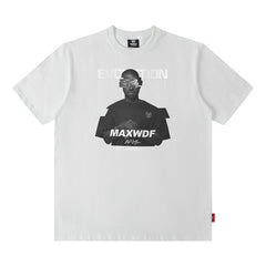 Men T Shirt Summer Retro Portrait Printing round Neck Short Sleeve