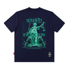 Men T Shirt Couple Summer Short Sleeve Loose Retro Angel Print T-shirt