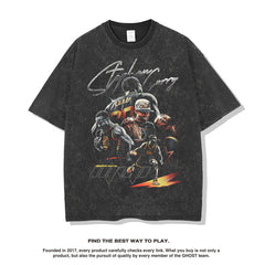 Nba T Shirt Curry Basketball Character Print Short Sleeve Men and Women Heavy Loose