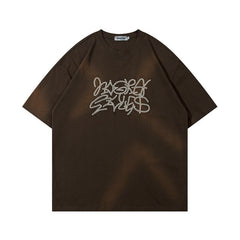 Men T Shirt Hiphip Letter Embroidered Short Sleeve T-shirt Men and Women Couple