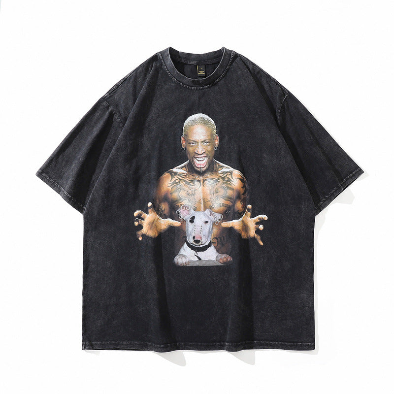 Men T Shirt Hip Hop Loose Old Wash Ins Fashion Brand Short Sleeve