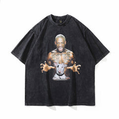 Men T Shirt Hip Hop Loose Old Wash Ins Fashion Brand Short Sleeve