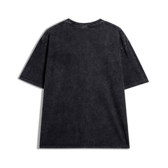 Men T Shirt Printed Vintage Wash Short Sleeve T-shirt Men and Women Hip Hop