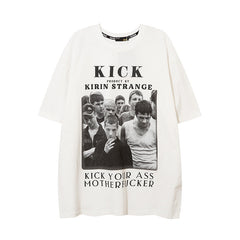 Men T Shirt Vintage Print Short Sleeves T-shirt Men and Women Couple Loose