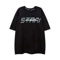 Men T Shirt Vintage Letter Print Short-Sleeve T-shirt Men and Women