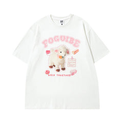 Men T Shirt Fashion Brand Sweet Cool Printed Short-Sleeved T-shirt Men's Loose Couple