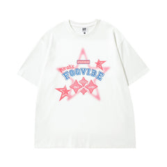 Men T Shirt Five-Pointed Star Printed Short-Sleeved T-shirt Men and Women Ins Style Couple