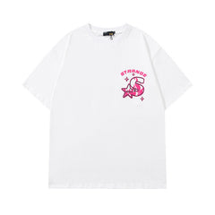 Men T Shirt Letter Print Short-Sleeve T-shirt Men and Women Loose Lovers Wild