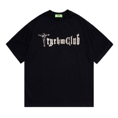 Men T Shirt Printed Short-Sleeved T-shirt Men and Women Couple Loose Retro Distressed