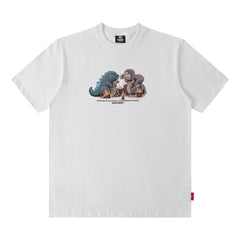 Men T Shirt Cartoon Printed Short-Sleeved T-shirt Men's and Women's Hip Hop round Neck Loose