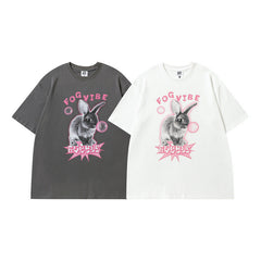 Men's T Shirt Cartoon Printed Short-Sleeved T-shirt Men's and Women's Retro Loose Couple