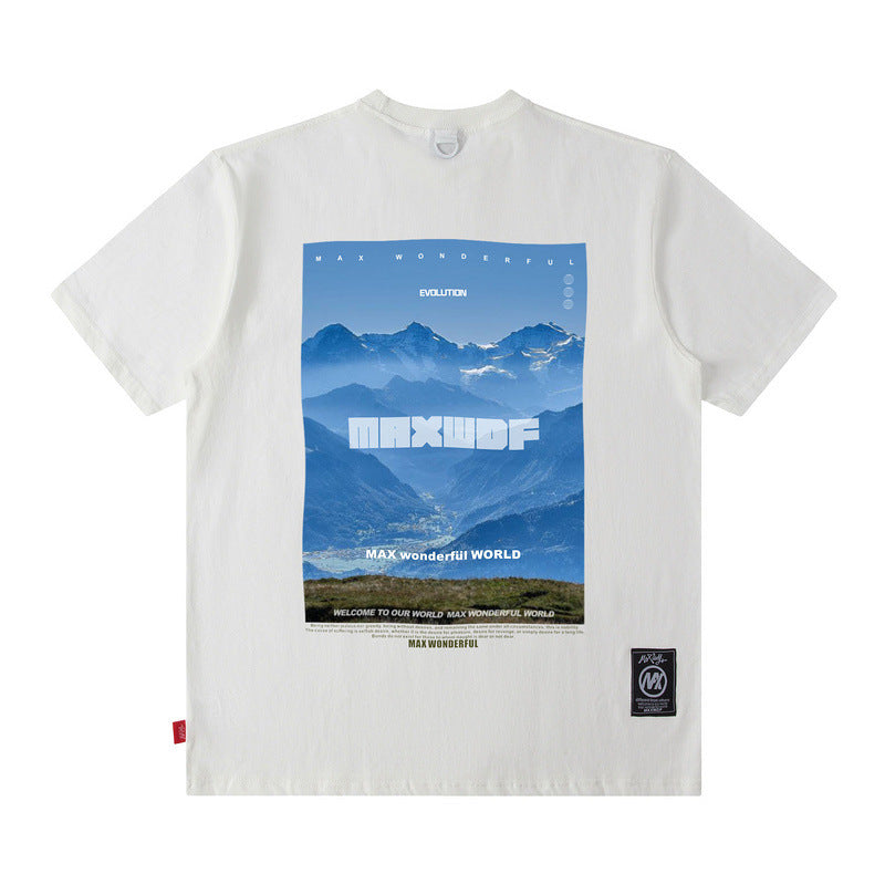 Men T Shirt Letter Print Short-Sleeve T-shirt Men's Loose Couple Casual All-Matching