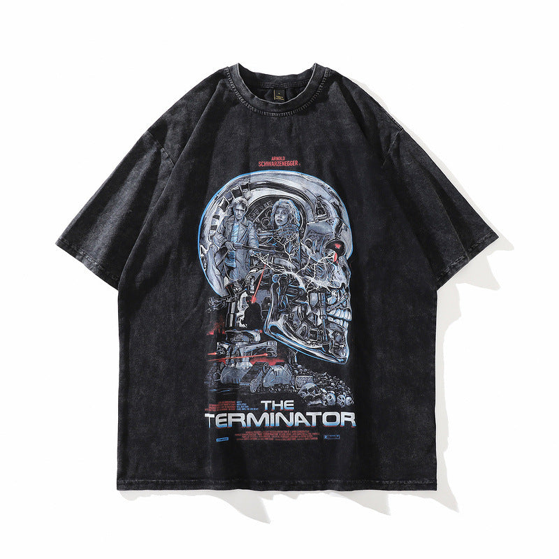 Men T Shirt Retro Short Sleeve T-shirt Men's Loose