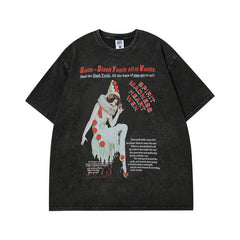 Men's T Shirt Printed Distressed Short-Sleeved T-shirt Men's and Women's Ins Hip Hop Loose Washed