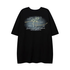 Men T Shirt Hip Hop Vintage Print Short Sleeves T-shirt Men and Women Casual