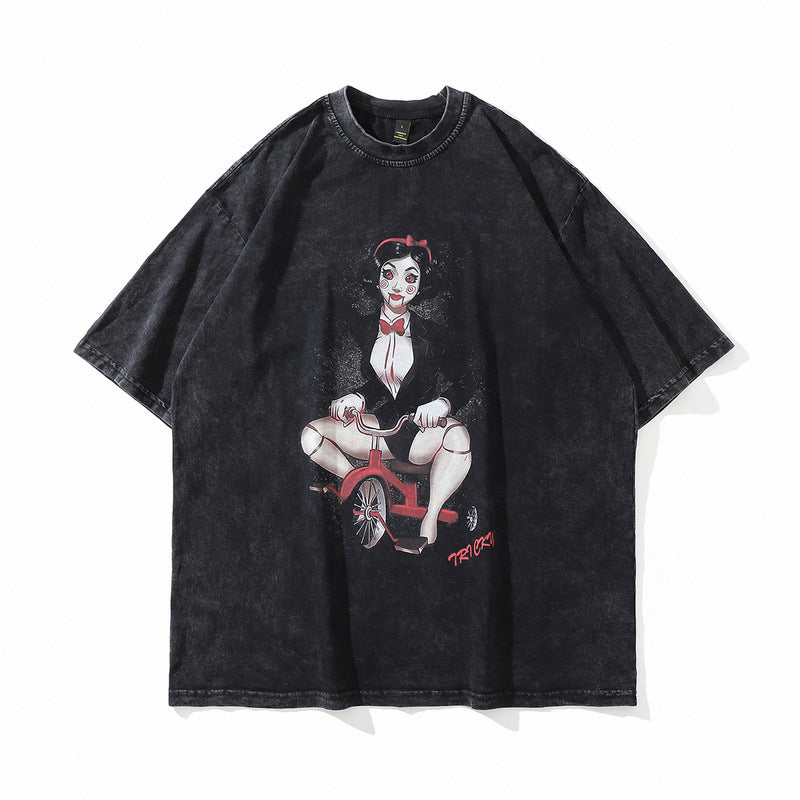 Men's T Shirt Printed Short-Sleeved T-shirt Men's and Women's Retro Loose