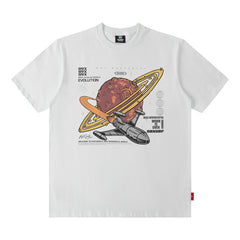 Men T Shirt Vintage Space Print Short Sleeve T-shirt for Men and Women Hip Hop Loose