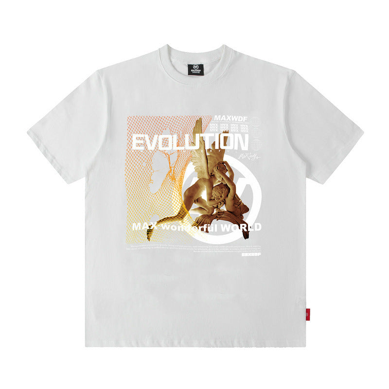 Men T Shirt Gothic Printed round Neck T-shirt Men and Women High Street Couple