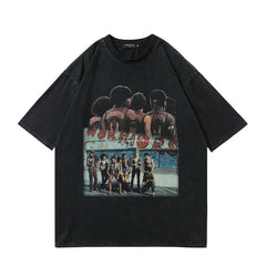 Men T Shirt Short Sleeve T-shirt Washed and Worn Retro Hip Hop Leisure Sports