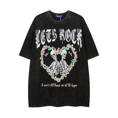 Men T Shirt Wash T-shirt Male and Female Trendy Brand Hip Hop Retro round Neck Short Sleeves