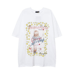 Men T Shirt Hip Hop Cartoon Short Sleeve T-shirt Men and Women Loose