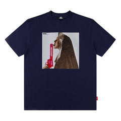 Men T Shirt Loose Short Sleeve T-shirt Male and Female Personality Printed Cotton round Neck