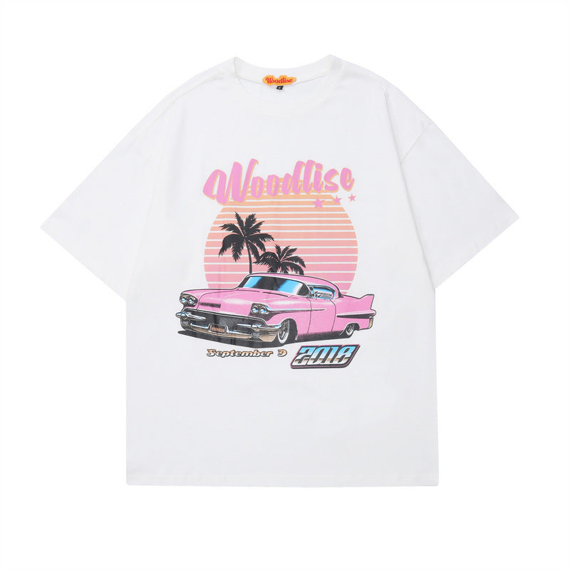 Men T Shirt Short Sleeve Hip Hop Retro Men's and Women's round Neck Loose-Fitting Casual T-shirt
