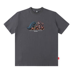 Men T Shirt Cartoon Printed Short-Sleeved T-shirt Men's and Women's Hip Hop round Neck Loose