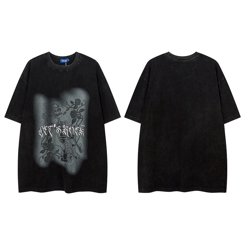 Men T Shirt Men's Dark Short-Sleeved T-shirt Spring and Summer New