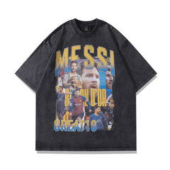 Men T Shirt Printed Distressed Short Sleeve T-shirt Men's Fashion Brand Loose Washed-out Half Sleeve