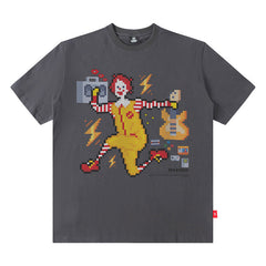 Men T Shirt Printed Short Sleeve round Neck Loose Men's and Women's T-shirt Hip-Hop Street