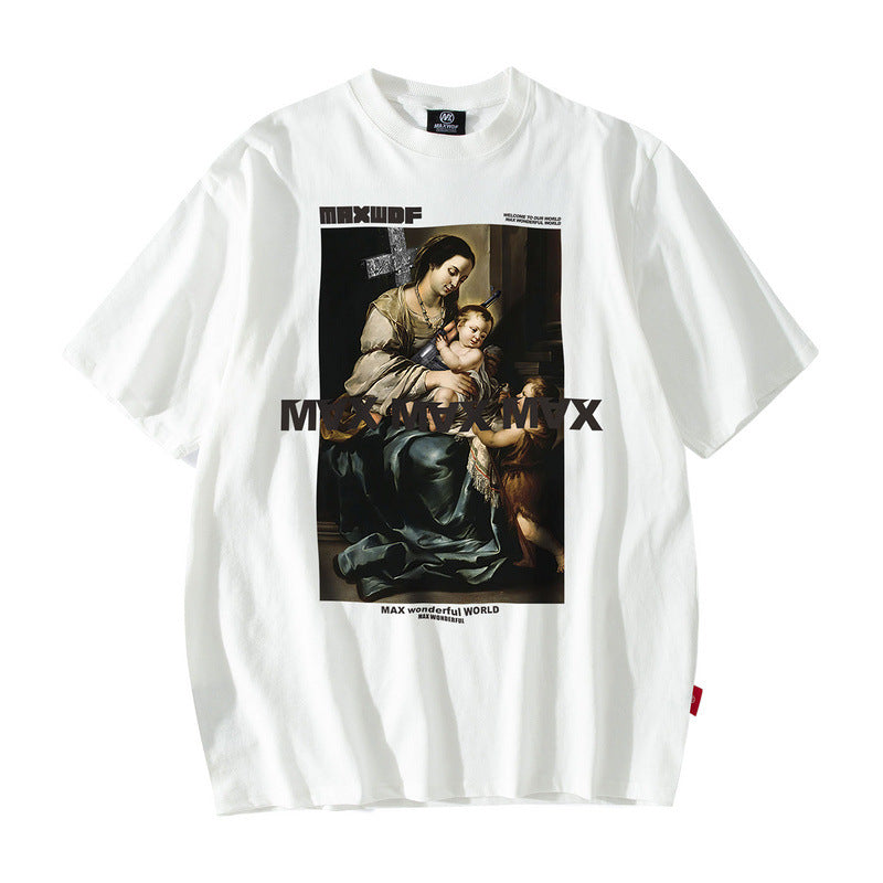 Men's T Shirt Short-Sleeved T-shirt Men's and Women's Loose Men's Clothing Couple Wear
