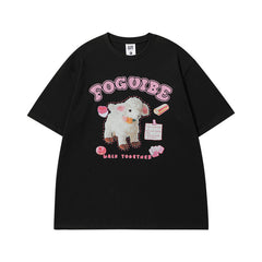 Men T Shirt Fashion Brand Sweet Cool Printed Short-Sleeved T-shirt Men's Loose Couple