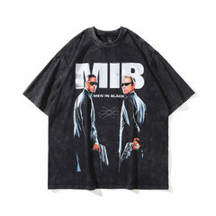 Men T Shirt Distressed Printed Short-Sleeved T-shirt Loose Street Hiphop