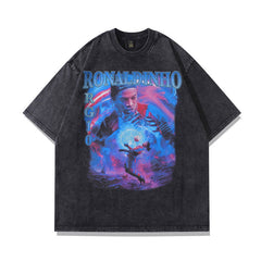 Men's T Shirt Printed Worn Looking Washed-out Short-Sleeved T-shirt Men's and Women's Vintage Loose