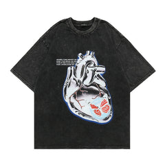 Men T Shirt Vintage Washed and Worn Hip Hop Casual Short Sleeve T-shirt