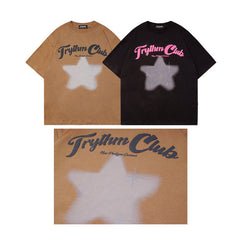 Men T Shirt Men's Clothing American Street Retro Casual Couple Short Sleeve T-shirt