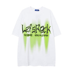 Men T Shirt Letter Graffiti Couple Men and Women Hip Hop Casual Short Sleeve T-shirt
