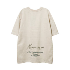 Men T Shirt Vintage Letter Print Short-Sleeve T-shirt Men and Women