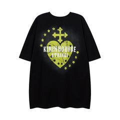 Men T Shirt Printed Short-Sleeved T-shirt Men's Ins Loose Street Casual Couple
