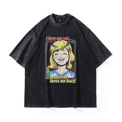 Men T Shirt Vintage Cartoon Printed Short Sleeve T-shirt for Men and Women