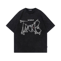 Men T Shirt Sweet Cool Heart Graffiti Printed Casual Short-Sleeved T-shirt Men and Women Couple