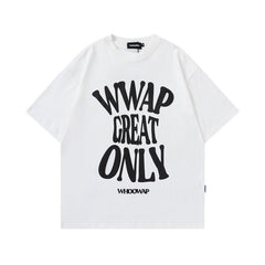 Men T Shirt Letter Short Sleeve T-shirt Men's Retro Loose Pure Cotton Couple
