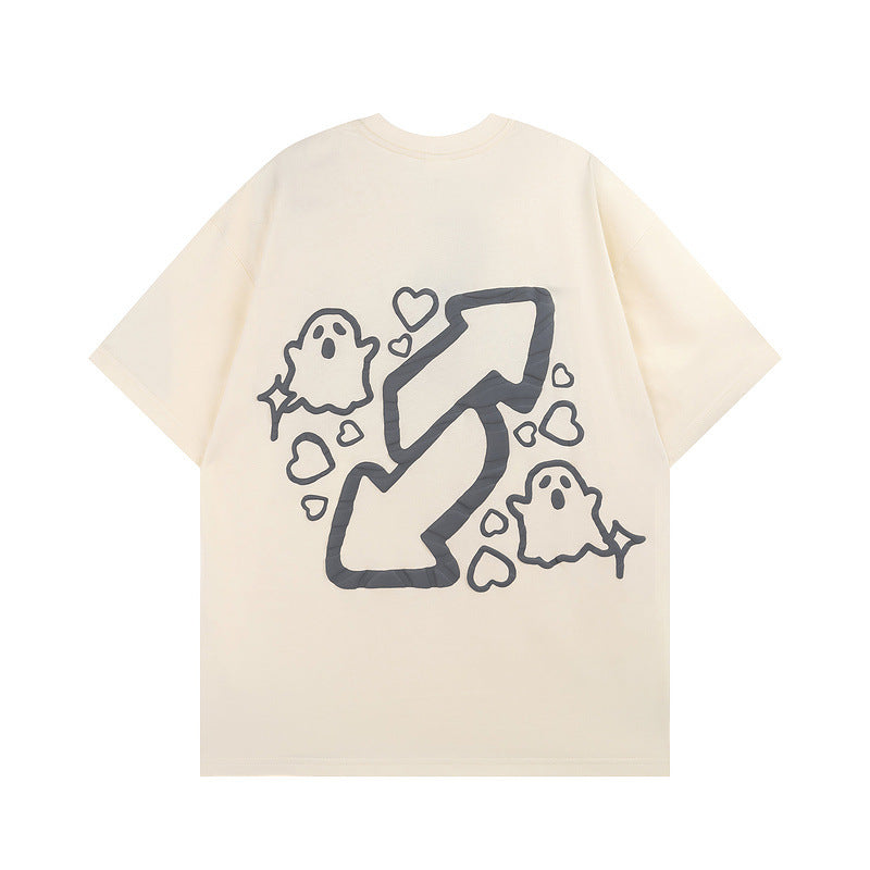 Men T Shirt Puff Print Short Sleeve T-shirt Men and Women Hip Hop Loose